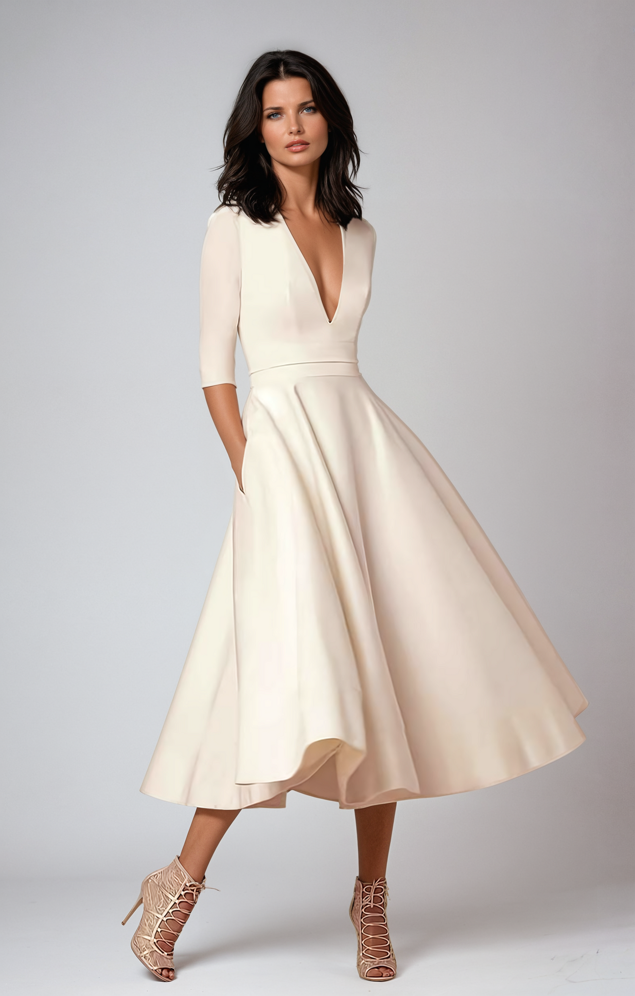 Damen Midi Kleid Glockenförmig für Hochzeitsgäste - Norvielle