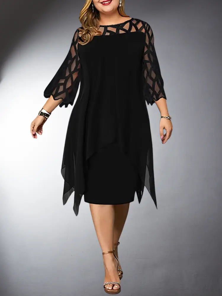 Elegantes Damen Midi-Kleid aus Spitze Plus Size