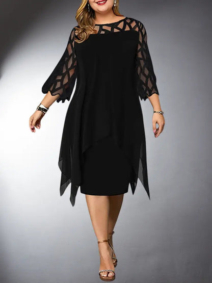 Elegantes Damen Midi-Kleid aus Spitze Plus Size