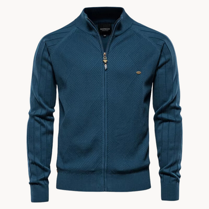 Herren Pulloverjacke Strukturiert Stehkragen Zip