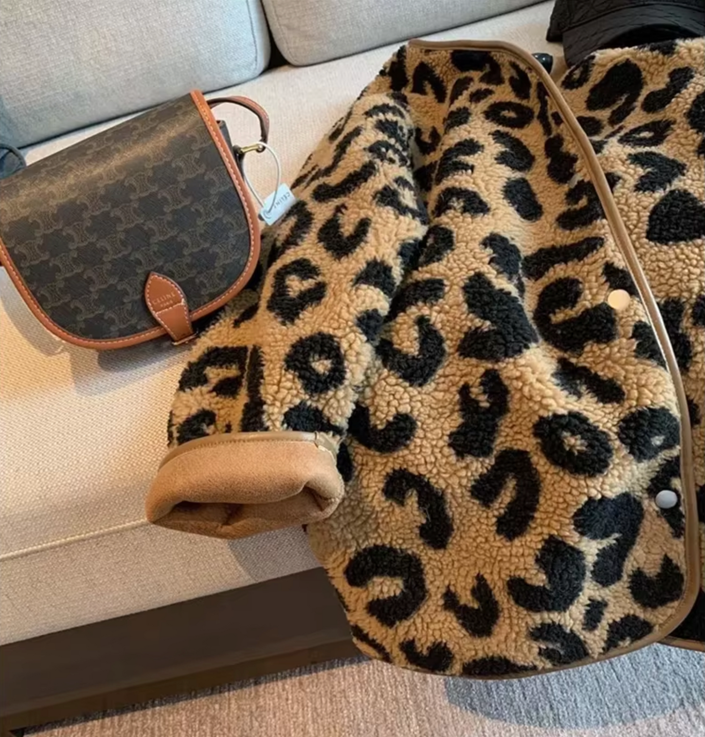 Norvielle Damen Fleecejacke Leopardenmuster
