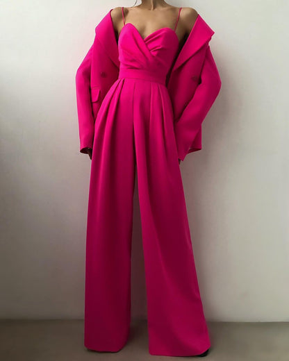 Damen Jumpsuit Elegantes Fließendes Design Spaghettibänder