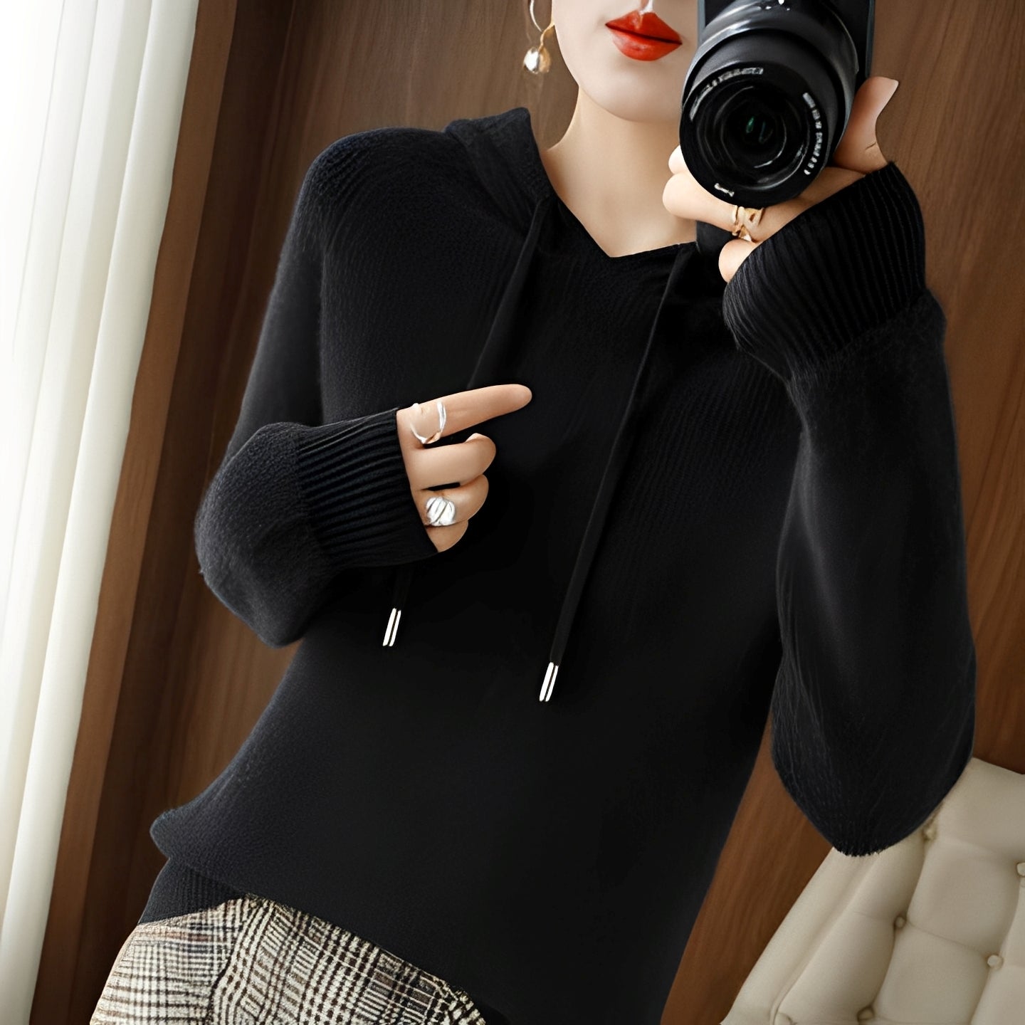 Damen Winterkapuzenpullover Bequem Warm