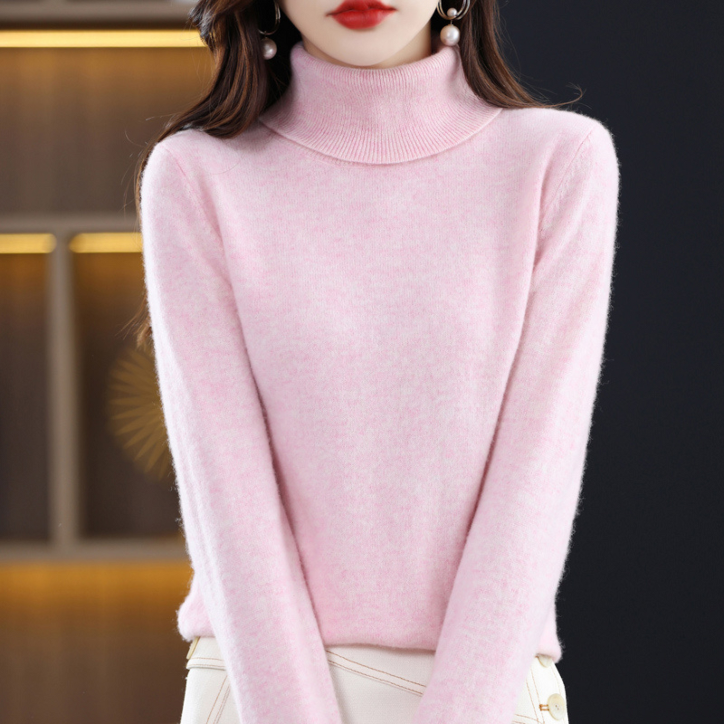 Damen Klassischer Rollkragenpullover Winter
