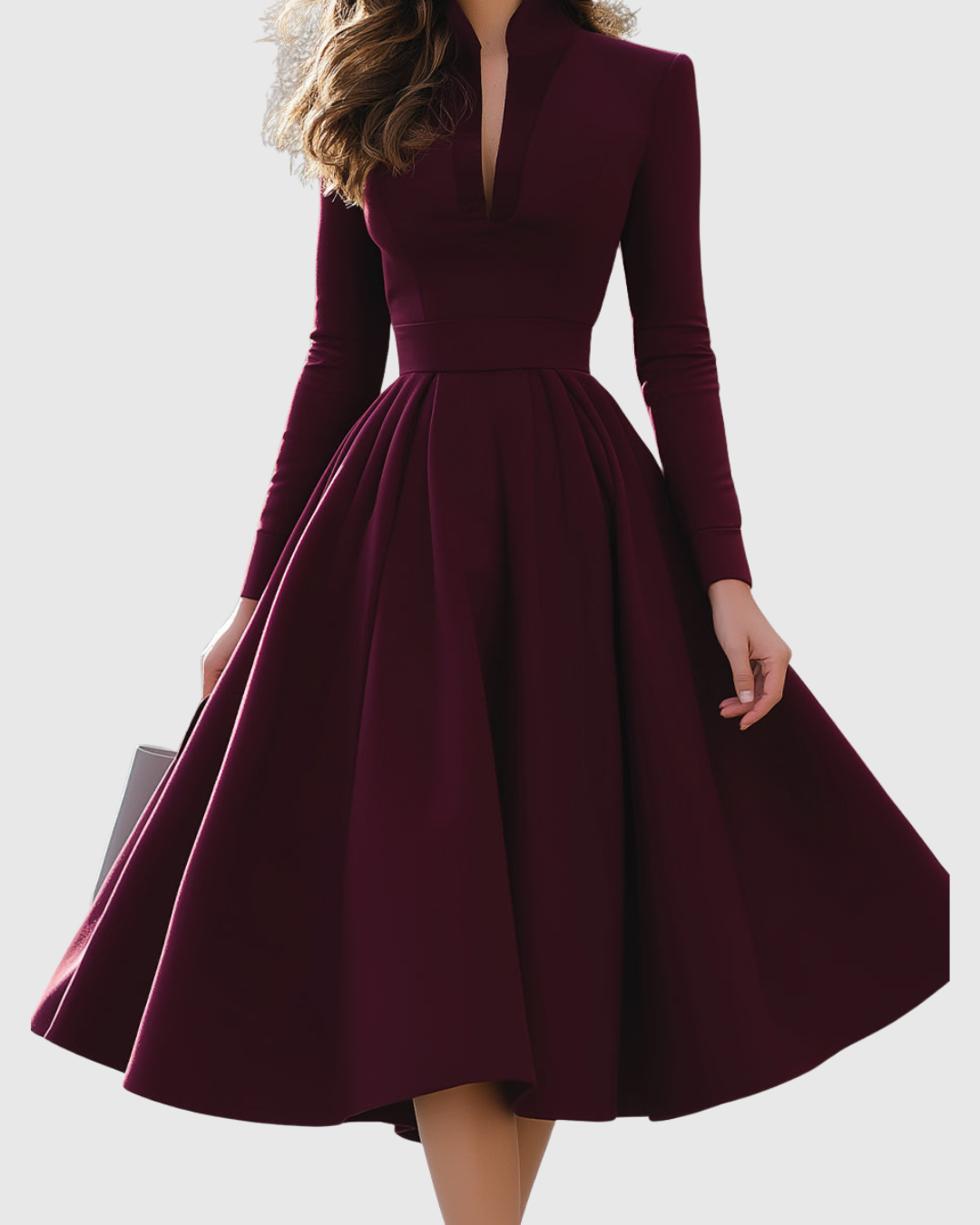 Isabeau Damen Midi-Kleid Tailliert Elegantes Design