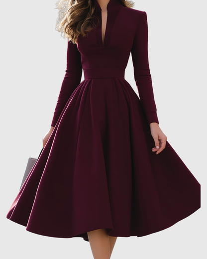 Isabeau Damen Midi-Kleid Tailliert Elegantes Design
