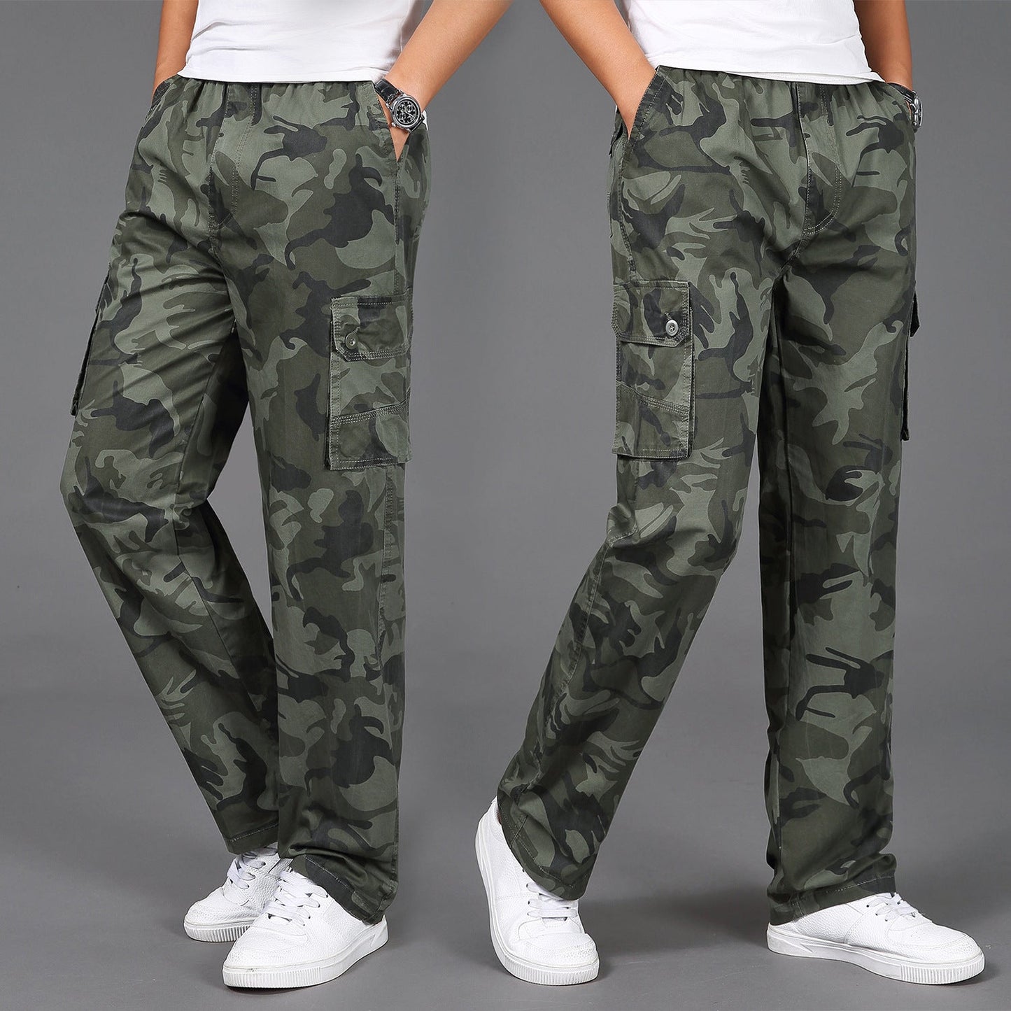 Herren Camo Cargohose Stilvoll Beige