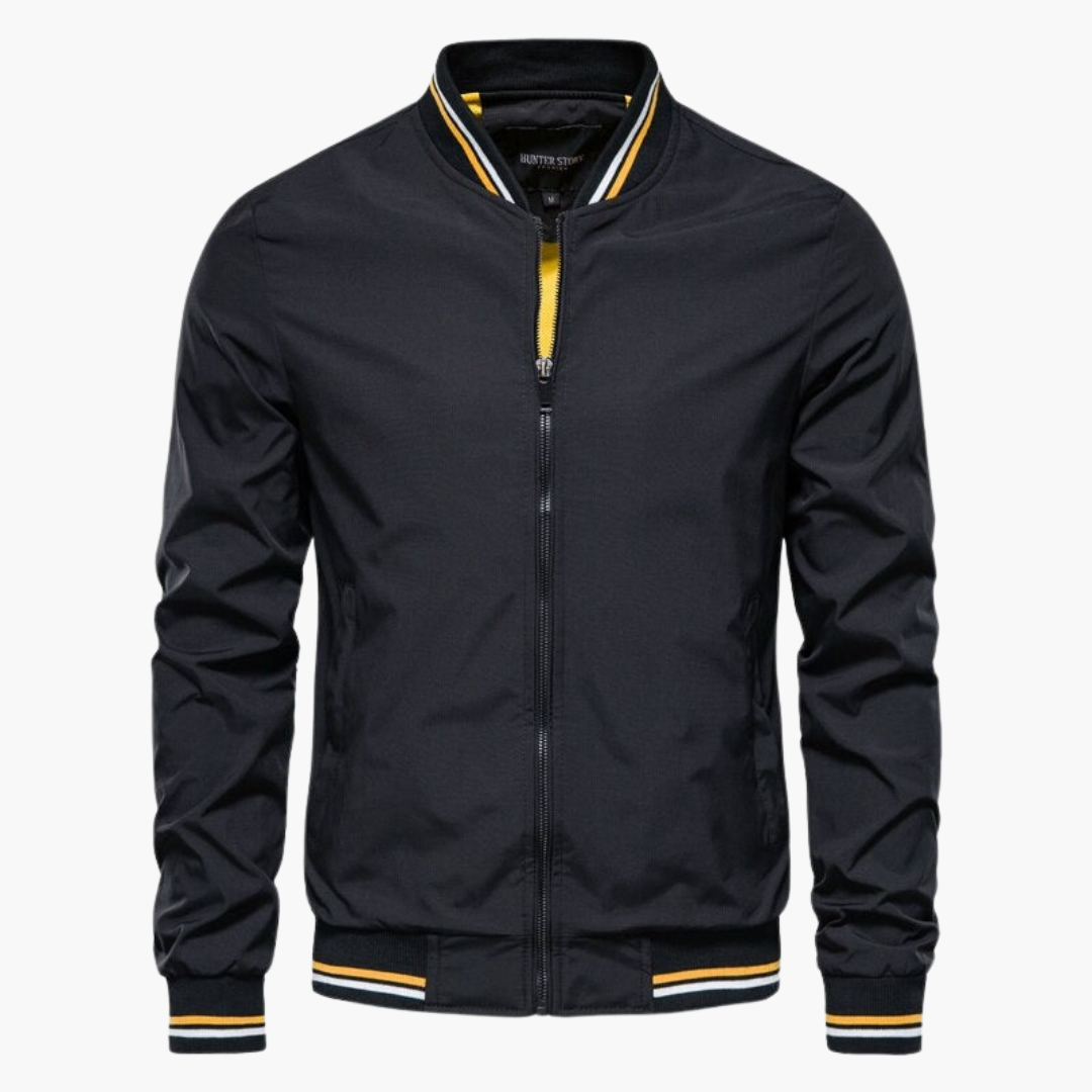 Herren Bomberjacke Reißverschluss Winterjacke Schwarz - Norvielle