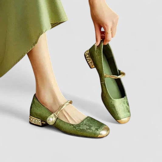 Damen Schuhe Niedriger Absatz Leder Braun - Norvielle