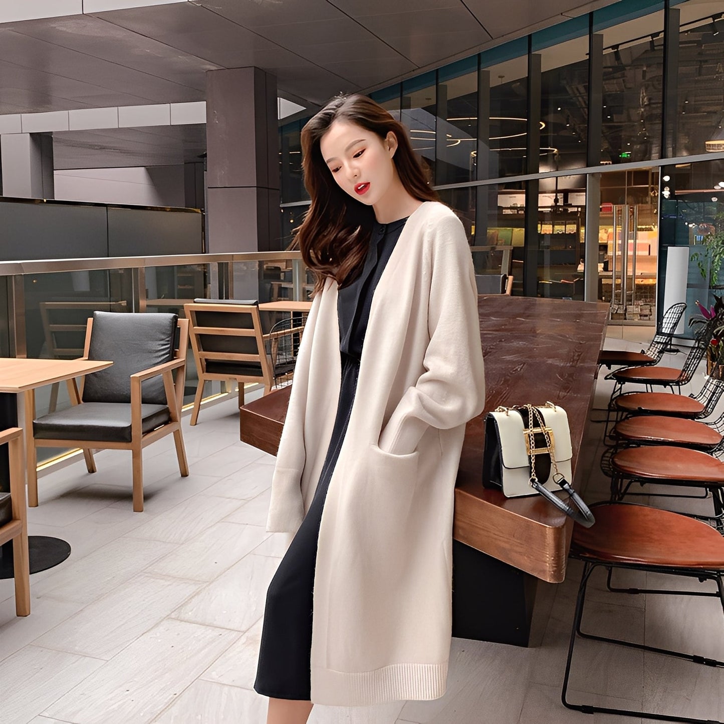 Damen Cardigan Klassisch Langer Stil - Norvielle