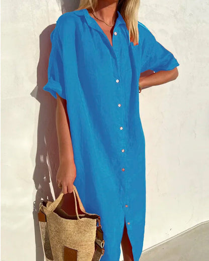Norvielle Damen Hemdkleid Baumwolle