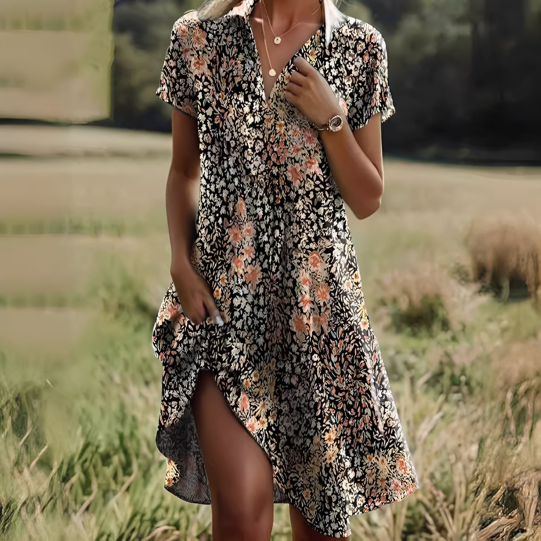 Ellese Damen Vintage-Kleid Blumenmuster - Norvielle