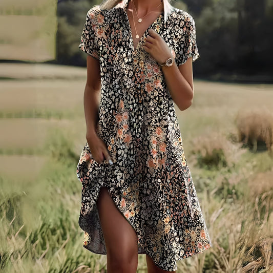 Ellese Damen Vintage-Kleid Blumenmuster - Norvielle