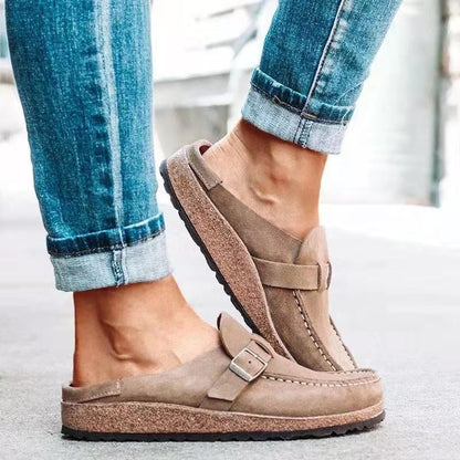 Damen Slip-On Loafer Schnalle Leder