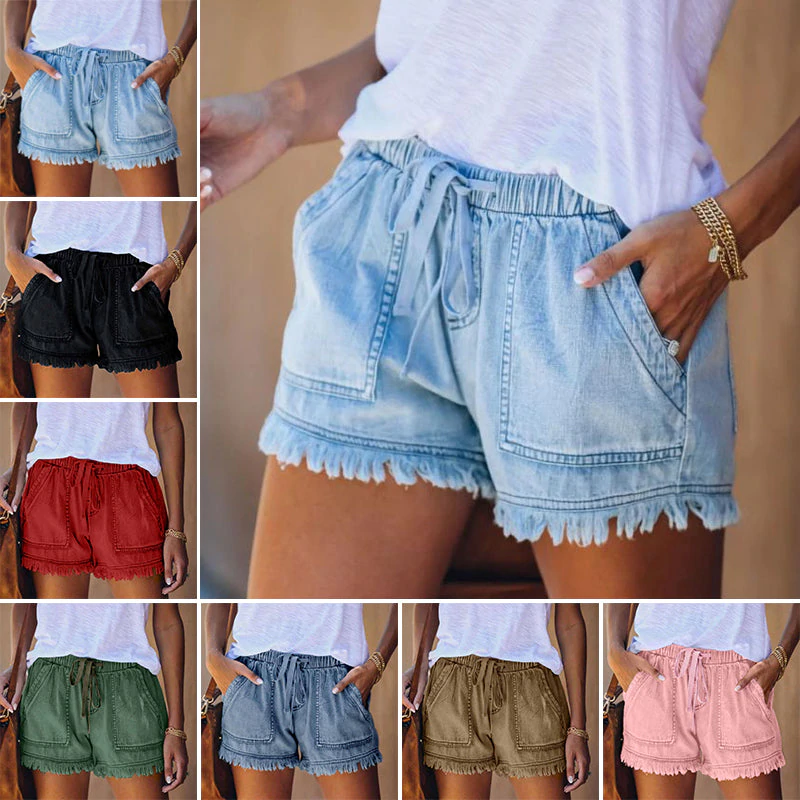Norvielle Damen High-Waist Denim Shorts