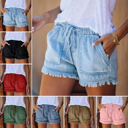 Norvielle Damen High-Waist Denim Shorts