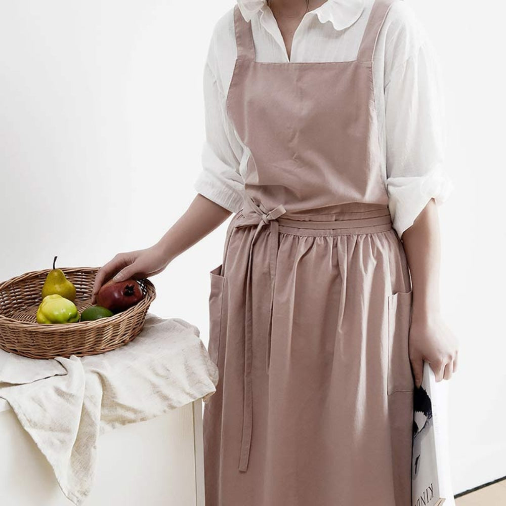 Baumwollschürze Damen Vielseitig Mit Taschen Beige - Norvielle