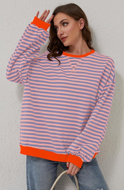 Norvielle Damen Oversized Pullover Gestreift