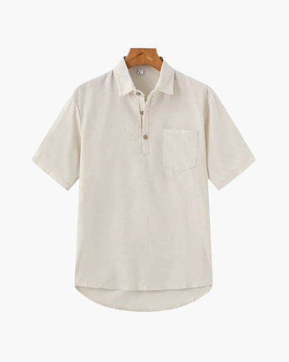 Herren Poloshirt Leinen Sommer Brusttasche Beige - Norvielle
