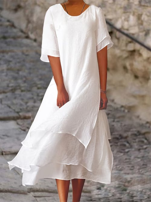 Norvielle Damen Sommerkleid Rundhalsausschnitt - Norvielle