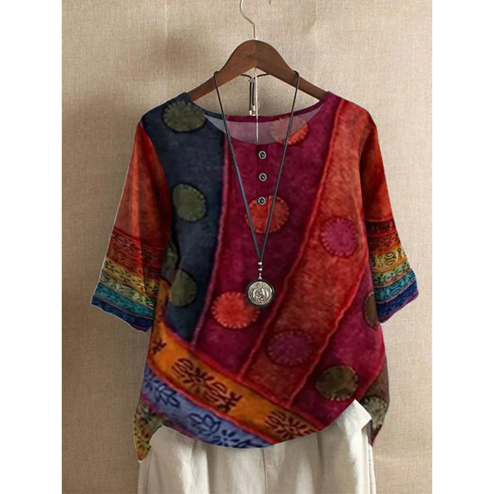 Farbenfrohes Damen-Boho-Oberteil - Norvielle