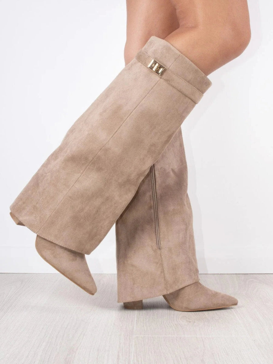 Damen Kniehohe Stiefeletten Elegant