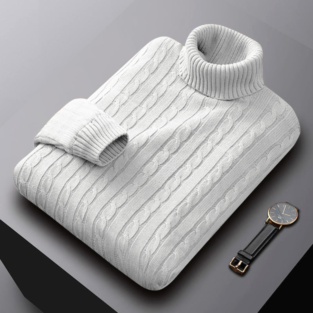 Herren Kaschmir-Pullover Rollkragen Eleganz Schwarz - Norvielle