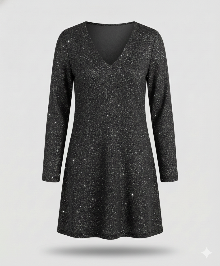 Damen Paillettenkleid Langarm