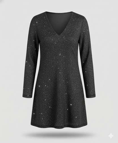 Damen Paillettenkleid Langarm