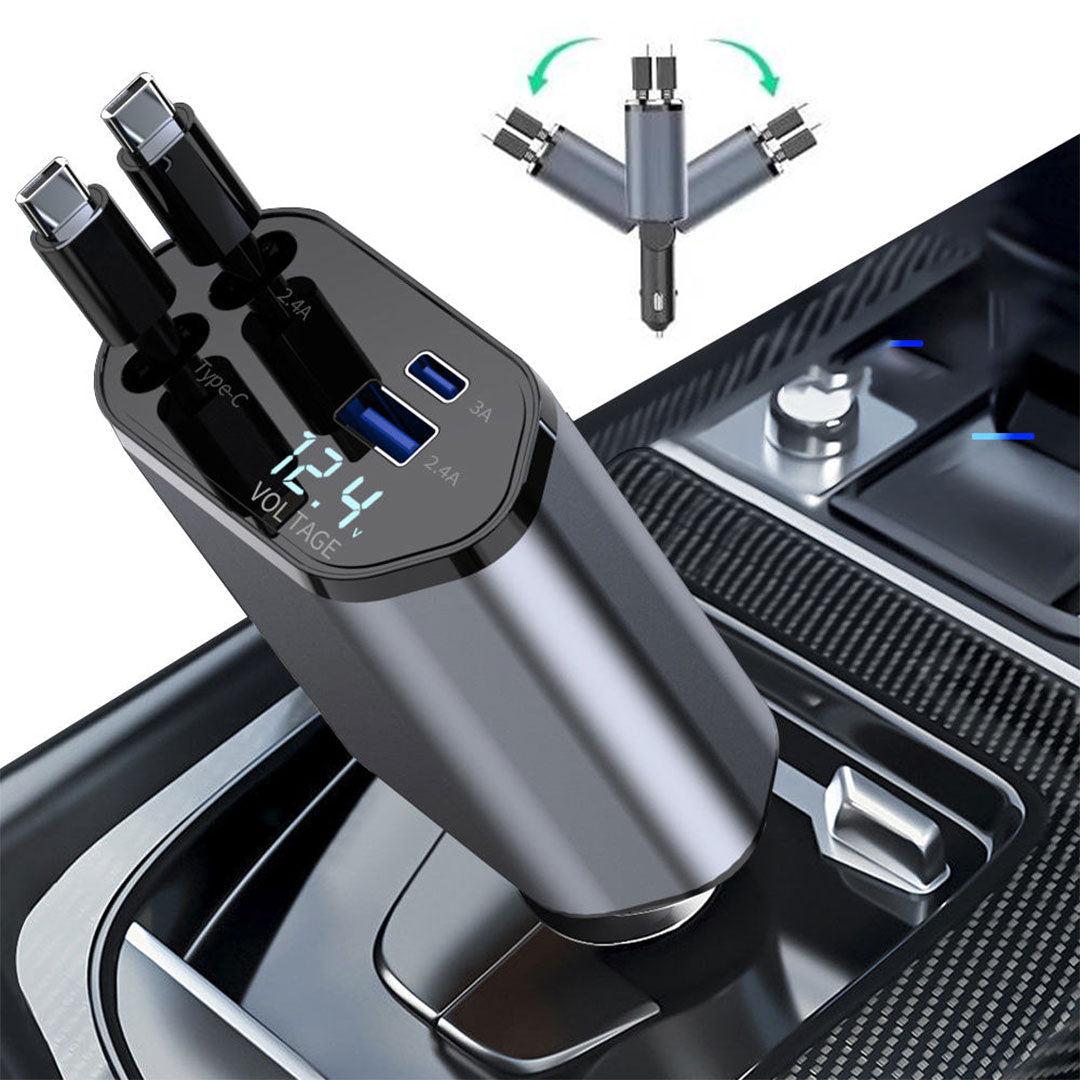 Auto Ladeadapter Aufrollbares Kabel Dualport USB - Norvielle
