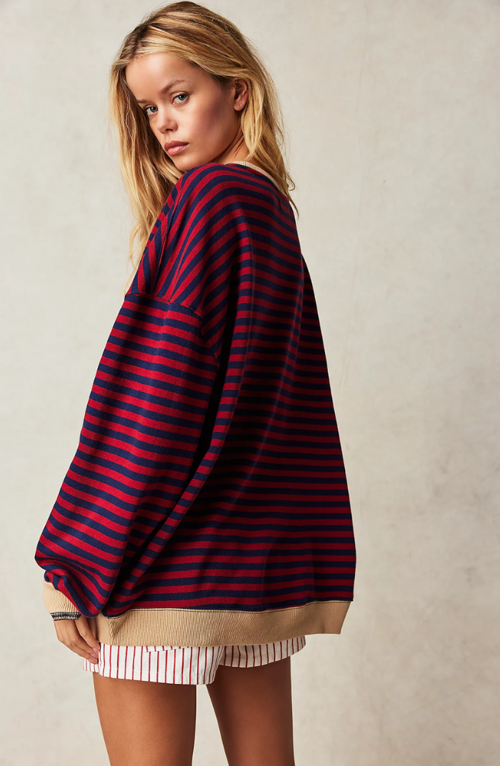 Norvielle Damen Oversized Pullover Gestreift