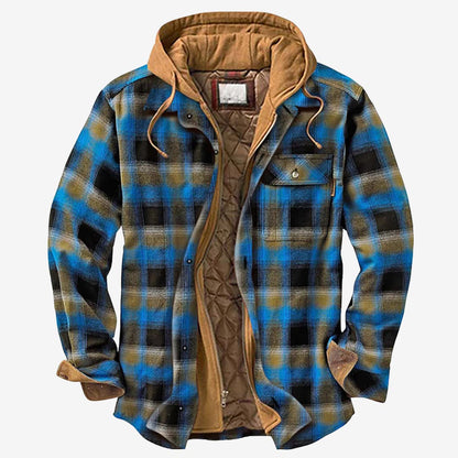 Herren Flanelljacke Kapuze Fleece Warm