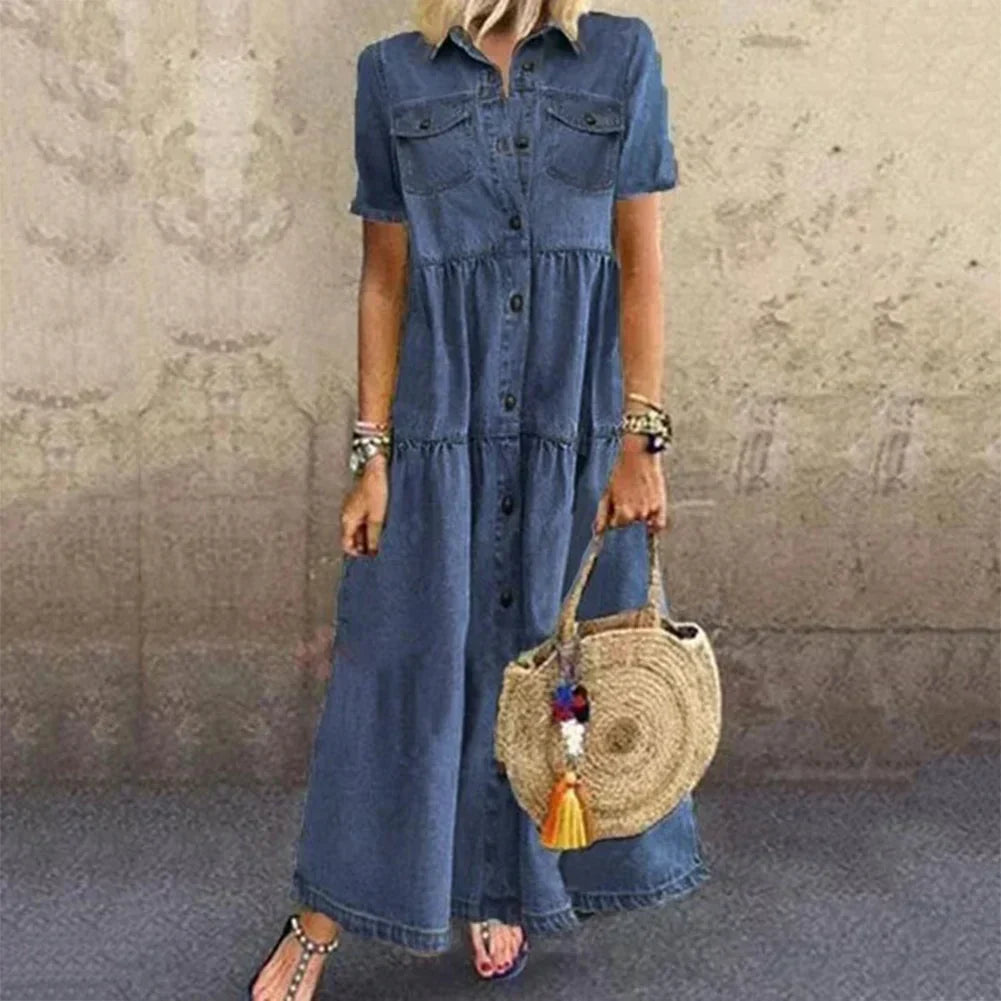 Norvielle Damen Maxi-Jeanskleid - Norvielle