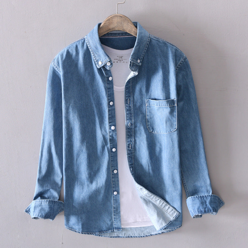 Herren Langarm-Jeanshemd Bequem