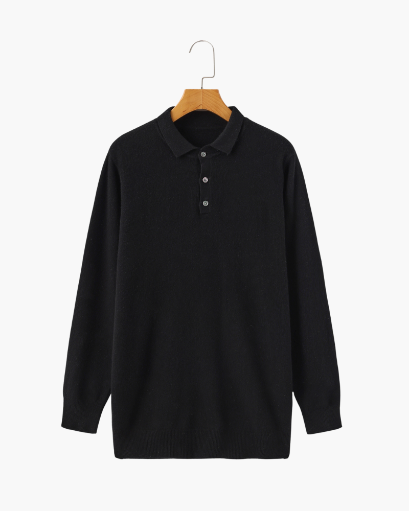 Bennett Herren Kaschmirpullover Polokragen Knopfleiste