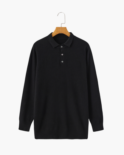 Bennett Herren Kaschmirpullover Polokragen Knopfleiste