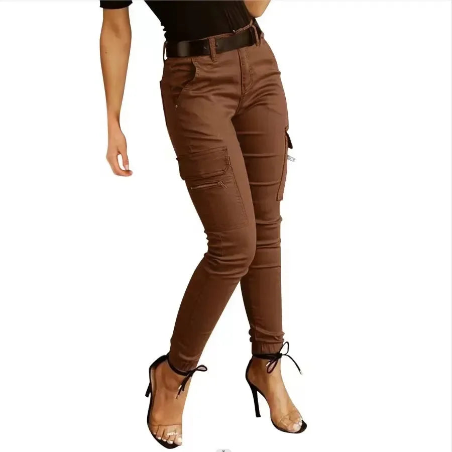 Norvielle Damen Cargo-Hose Hohe Taille