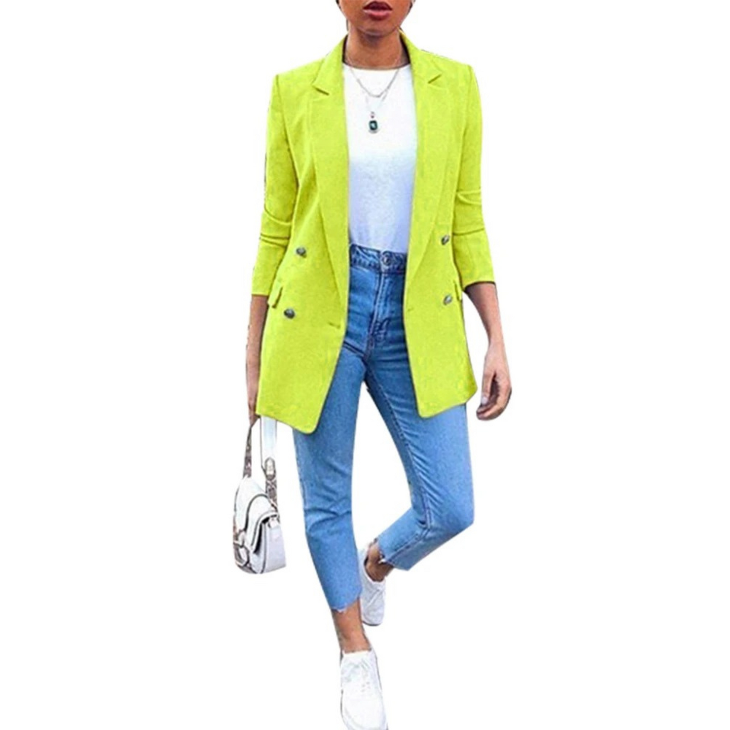 Norvielle Damen Blazer Mittellang Einfarbig