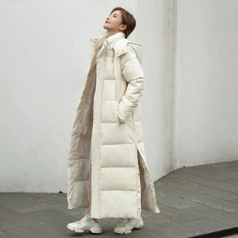 Damen Winterjacke Lang Gepolstert Schwarz - Norvielle