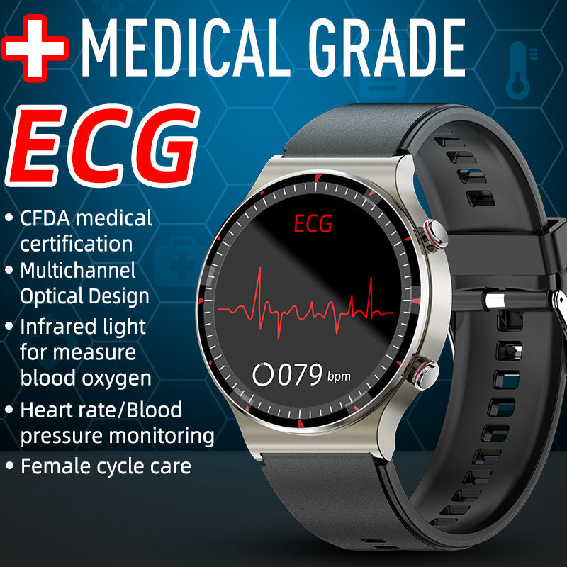 Medizinische Smartwatch EKG 512Hz Biosensor SpO2 Herzfrequenz IP67