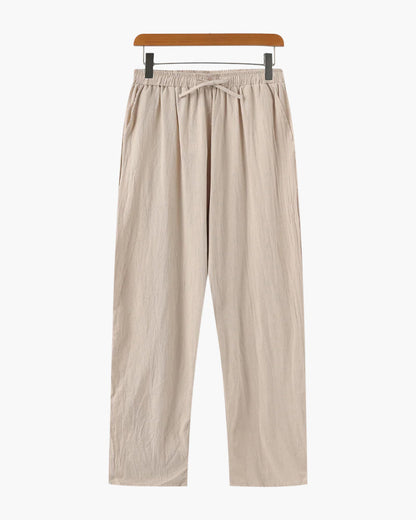 Herren Leinenhose Loose Fit mit Kordelzug Beige - Norvielle