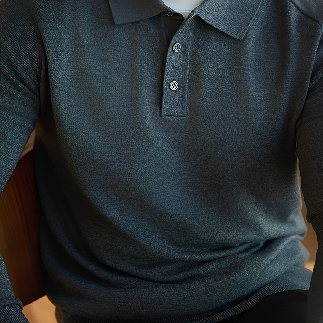 Herren Wollpullover Reverskragen Lässig Grau