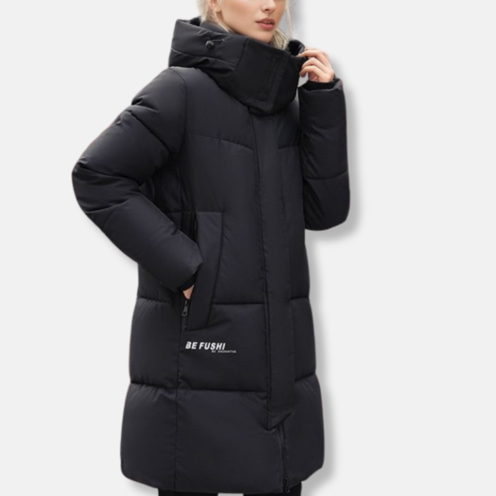 Norvielle Damen Daunenmantel Winterjacke Hochkragen Kapuze - Norvielle