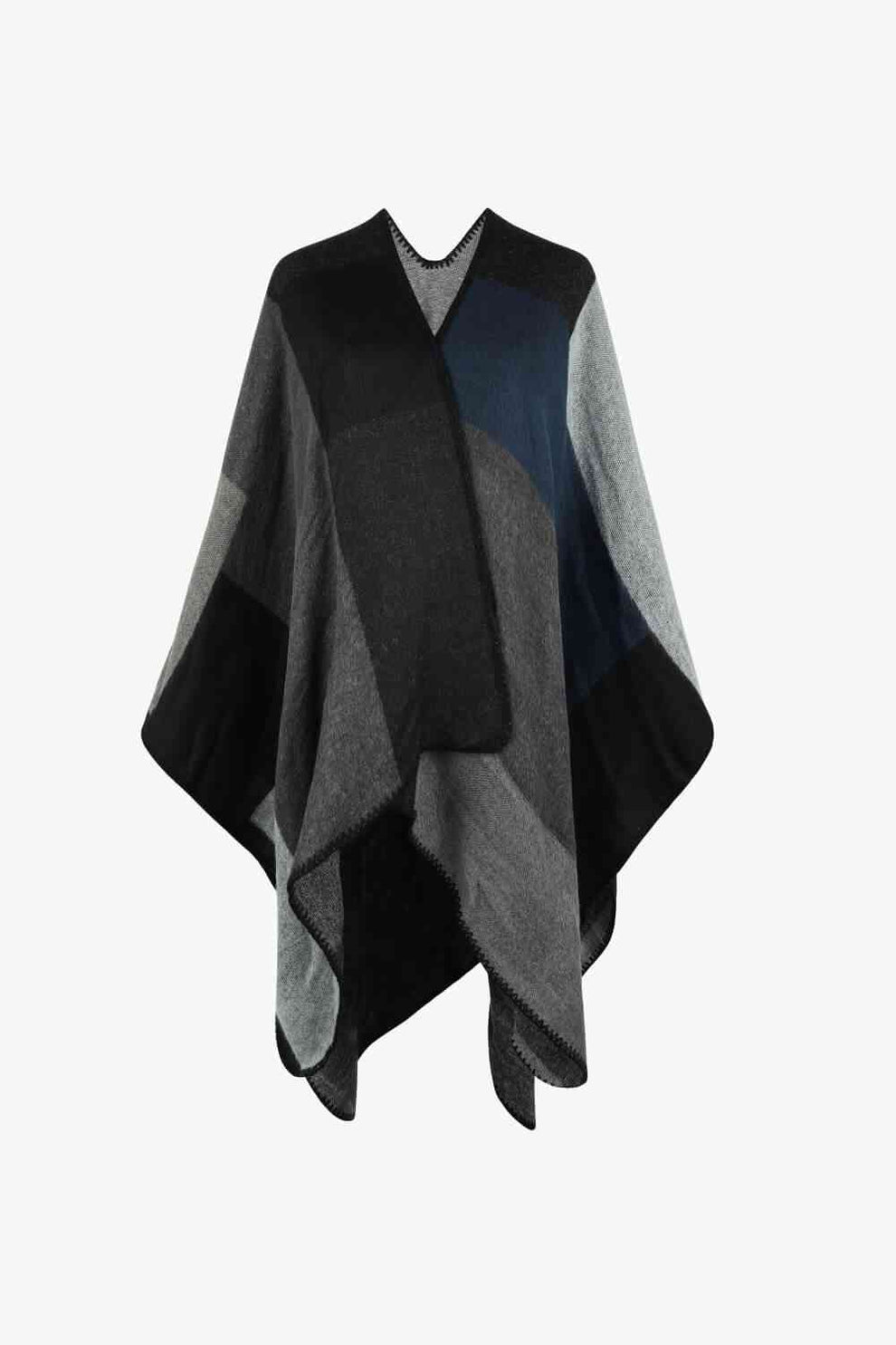 Norvielle Damen Poncho Offenes Design Satten Farben