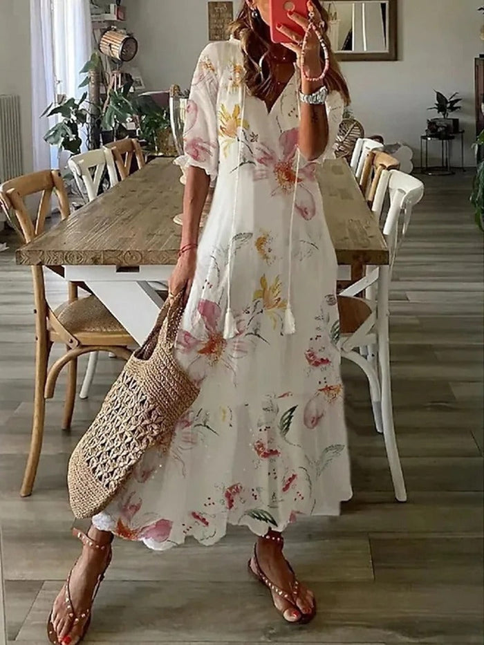 Norvielle Damen Sommerkleid Midi Leichtes Design - Norvielle