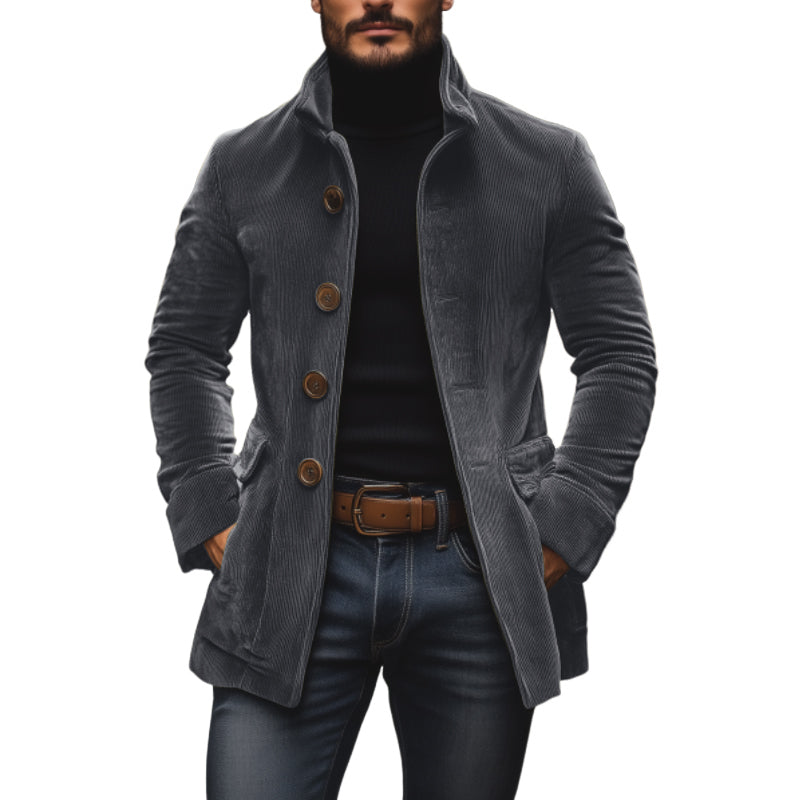 Damen Winterjacke Stehkragen Kurzmantel Einreihig Knöpfe