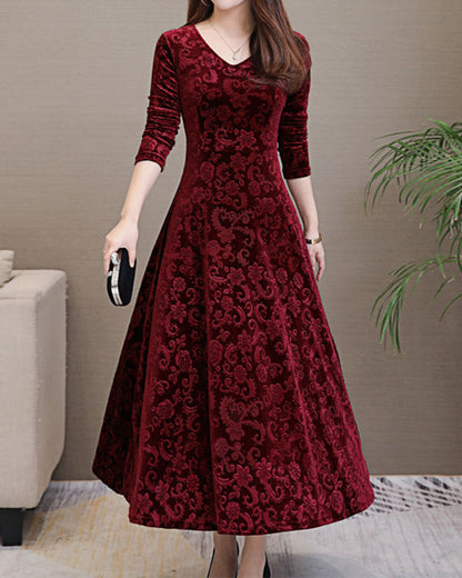 Damenkleid Mittellange Ärmel Allover-Design Klassisch