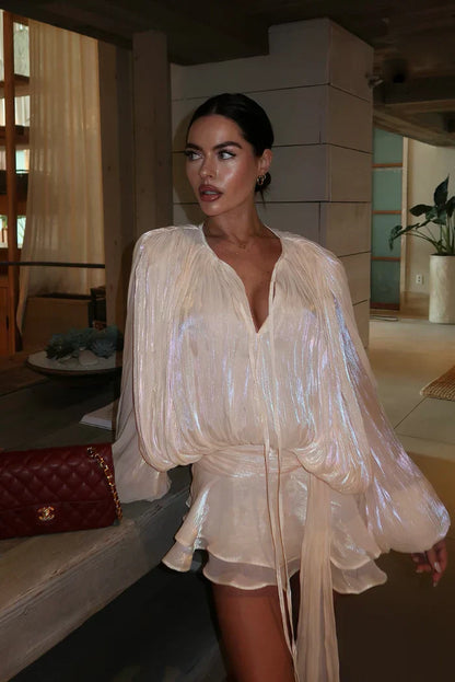 Norvielle Damen Minikleid Rüschen