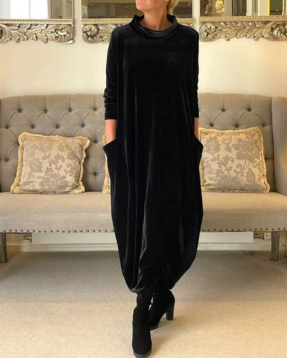 Elegantes Damen Samtkleid Mit Bauchabdeckung
