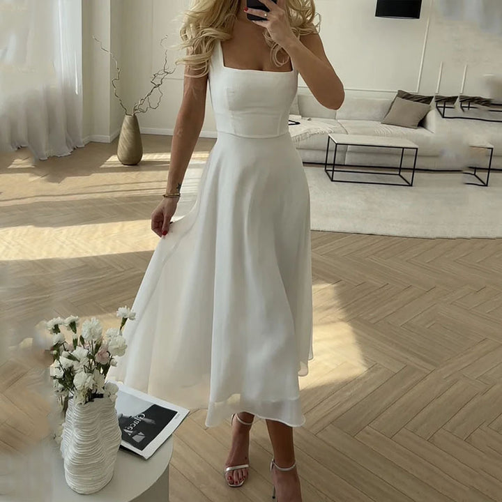 Damen Elegantes Ärmelloses Kleid Einfarbig Stilvoll - Norvielle